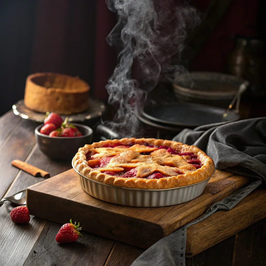 A freshly baked pie displayed on a table